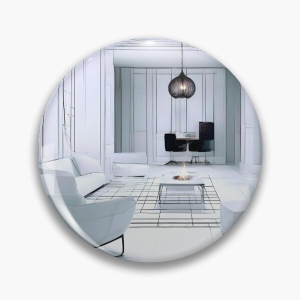 Item preview, A Calm White Minimalist Room with a Table Firepit | Architectural Wall Art designed and sold by eatmorvelopator.