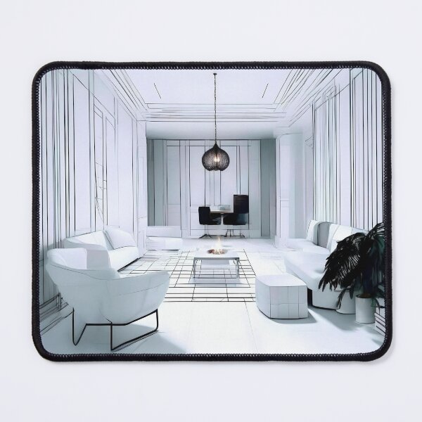 Item preview, A Calm White Minimalist Room with a Table Firepit | Architectural Wall Art designed and sold by eatmorvelopator.