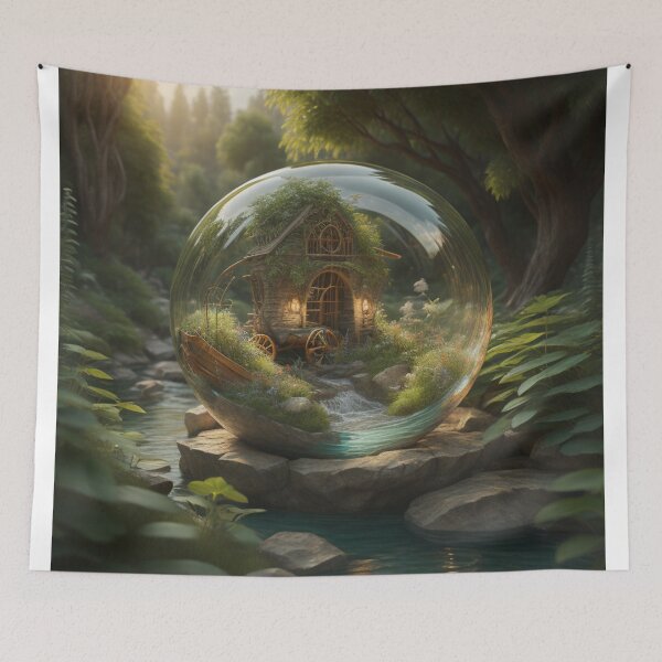 Item preview, Enchanted Glass Orb: Rustic House On Wagon Wheels designed and sold by EnchantedVista.