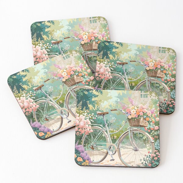 Item preview, Pastel Bicycle in Flower Garden /AI Art/ #24 designed and sold by AI-Floral-Art.