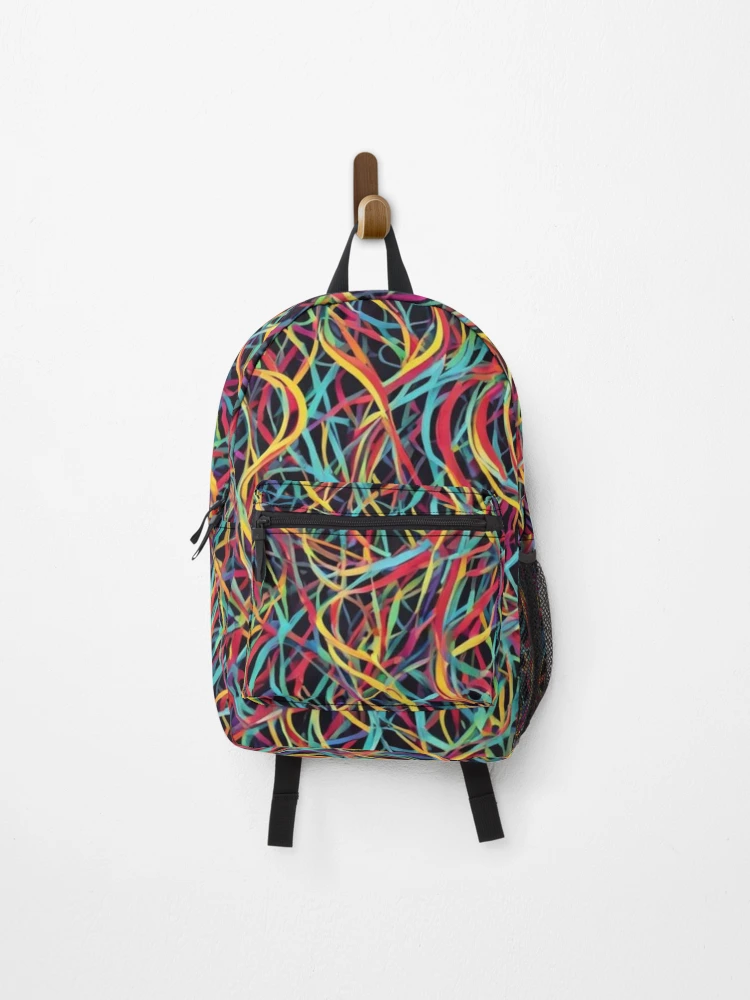 Thumbnail 1 of 3, Backpack, Abstract Colorful String Art Pattern designed and sold by calibrit.