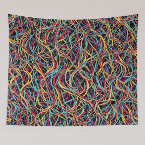 Artikelvorschau, Abstraktes buntes String-Art-Muster entworfen und verkauft von calibrit.