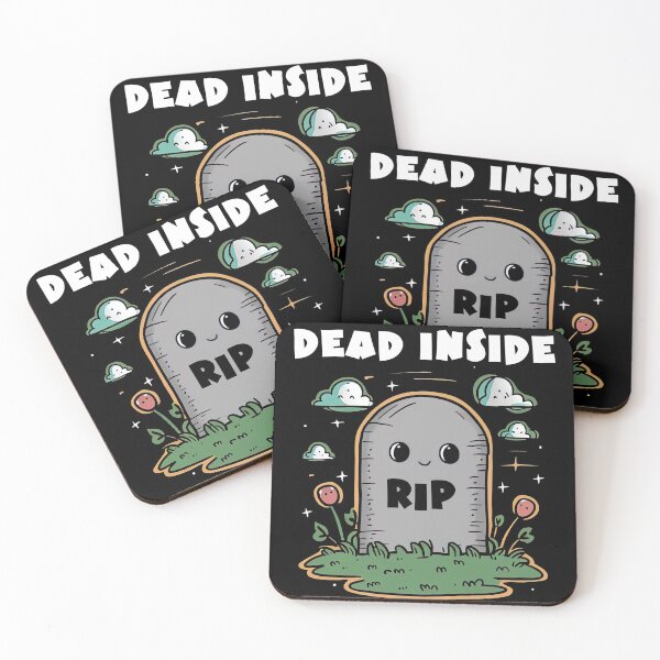 Item preview, Dead Inside RIP Gravestone Cute Kawaii Halloween designed and sold by SpookshowDesign.