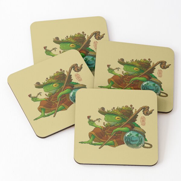 Item preview, wise wizard frog and his son artwork asian style designed and sold by DingHuArt.