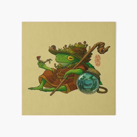 Vista previa del artículo con la obra «rana maga sabia y su hijo obra de arte estilo asiático», diseñado y vendido por DingHuArt.