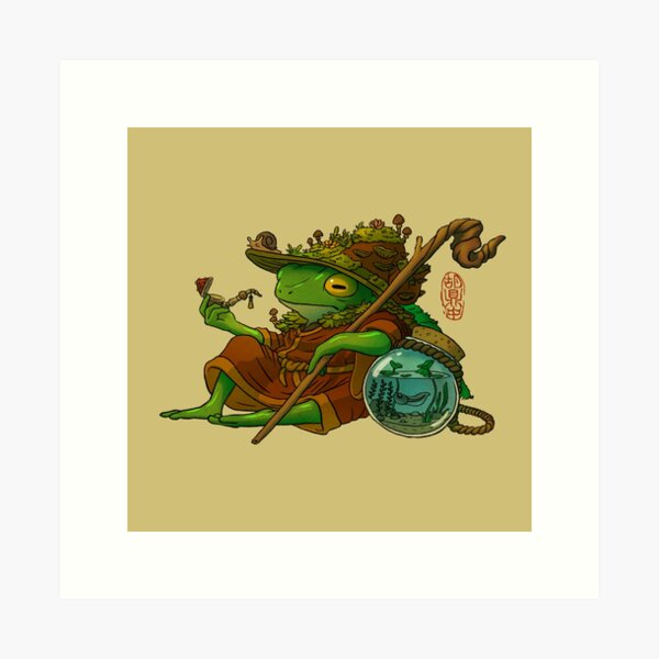 Artikel-Vorschau von Weiser Zauberer Frosch und sein Sohn Kunstwerk im asiatischen Stil, designt und verkauft von DingHuArt.