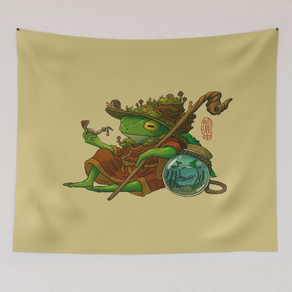 Item preview, wise wizard frog and his son artwork asian style designed and sold by DingHuArt.