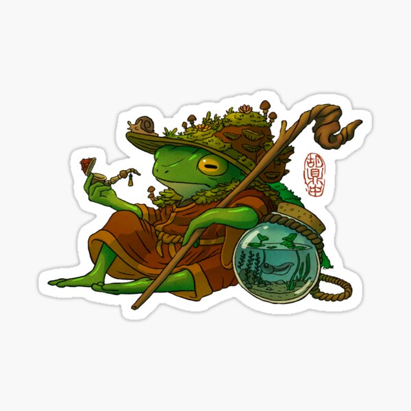 Aperçu de l'œuvre grenouille sage et son fils, oeuvre d'art de style asiatique créée et vendue par DingHuArt.