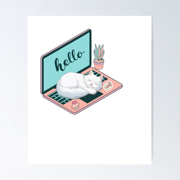 Item preview, Hello white cat designed and sold by BritishDelights.