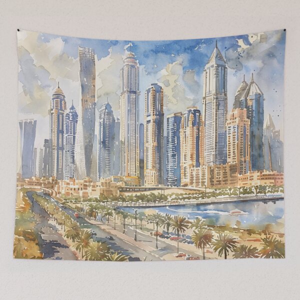 Item preview, A Watercolor Design of Dubai - United Arab Emirates designed and sold by Sketch-Shack.
