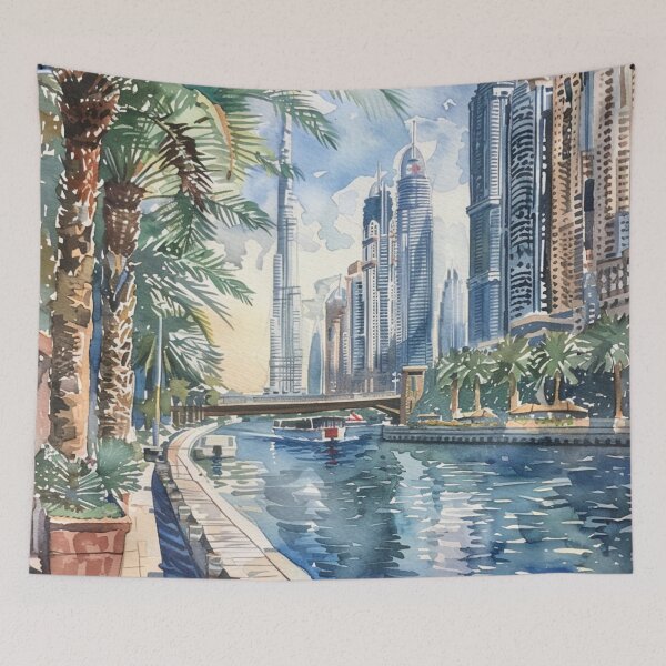 Item preview, A Watercolor Design of Dubai - United Arab Emirates designed and sold by Sketch-Shack.