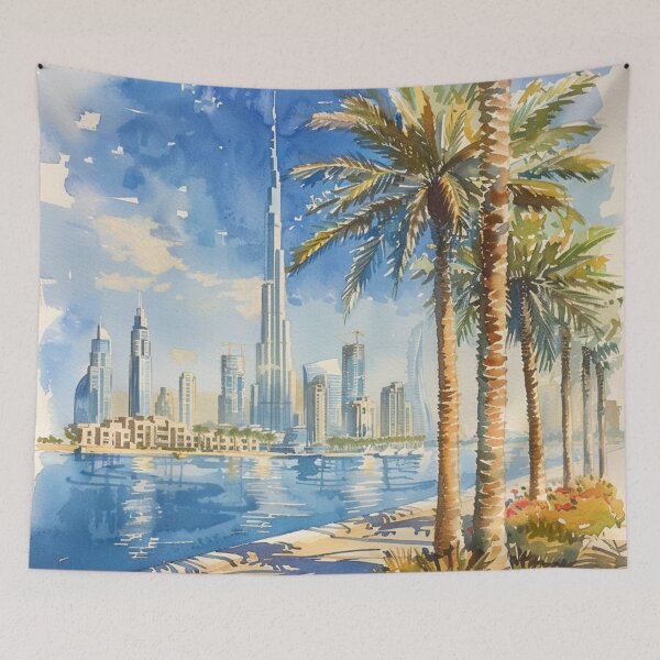 Item preview, A Watercolor Design of Dubai - United Arab Emirates designed and sold by Sketch-Shack.