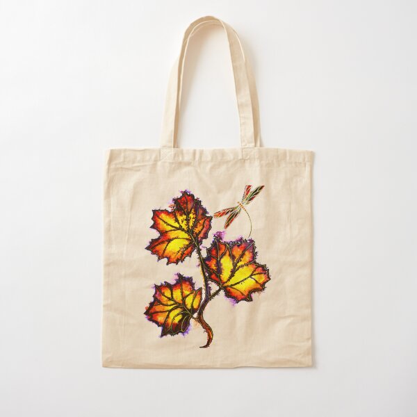 Dragonfly Leaves Cotton Tote Bag