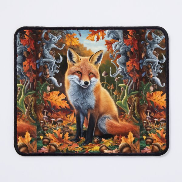 Item preview, Fox Portrait. Autumn fox, fall fox, vintage fox, fox painting, Hieronymus Bosch style designed and sold by FoxVibes.