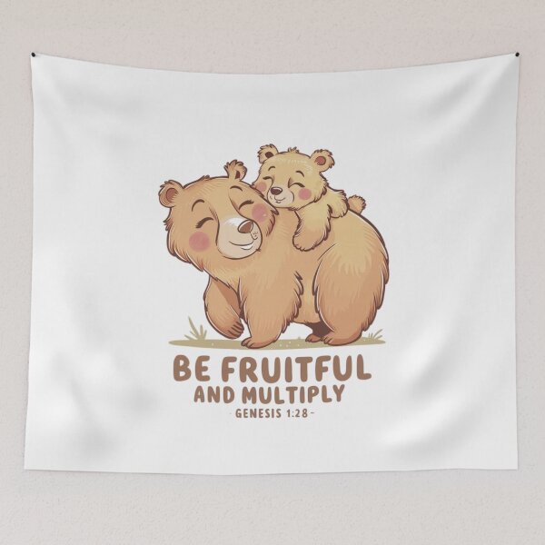 Item preview, Be Fruitful and Multiply, Genesis 1:28, Bear and Cub Art designed and sold by Faithloveshop.