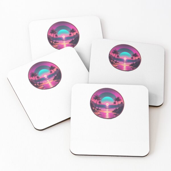 Item preview, Synthwave Beach at Sunset with Palm Trees  designed and sold by EmeraldCauldren.