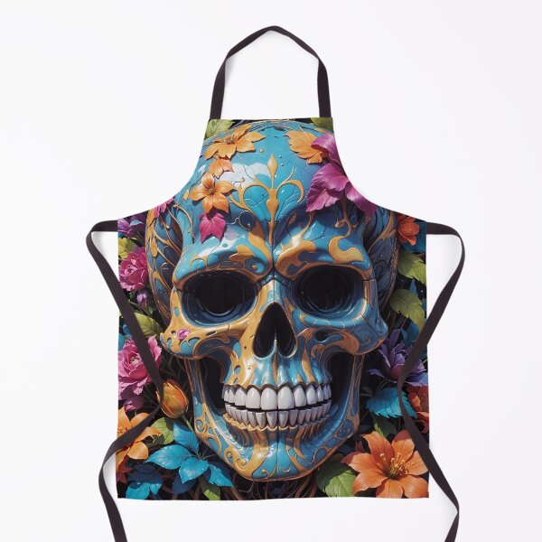 Item preview, Blue Skull With Colorful Flowers designed and sold by TheArtOfPat.