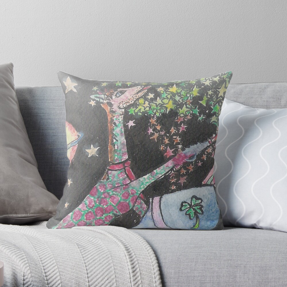 Giraffic Attack (by Alana) Throw Pillow