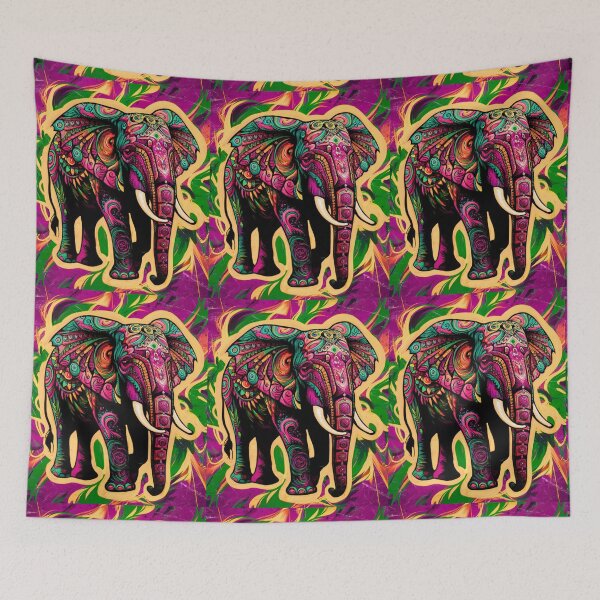 Item preview, Elephant Silhouette. Psychedelic elephant, Fantasy Elephant, colorful elephant designed and sold by ElephantVibes.