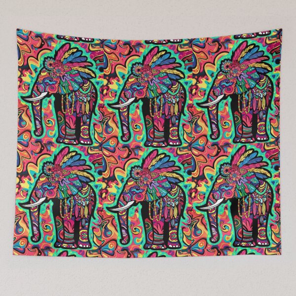 Item preview, Elephant Silhouette. Psychedelic elephant, Fantasy Elephant, colorful elephant designed and sold by ElephantVibes.
