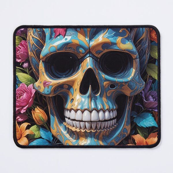 Item preview, Blue Skull With Colorful Flowers designed and sold by TheArtOfPat.