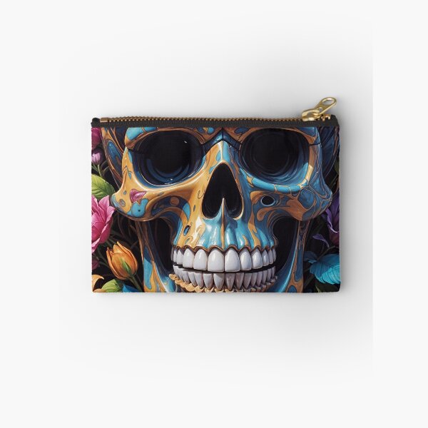 Item preview, Blue Skull With Colorful Flowers designed and sold by TheArtOfPat.