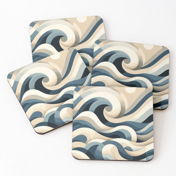 Item preview, Ocean Waves Neutral with Blue designed and sold by SeaStarAlex.
