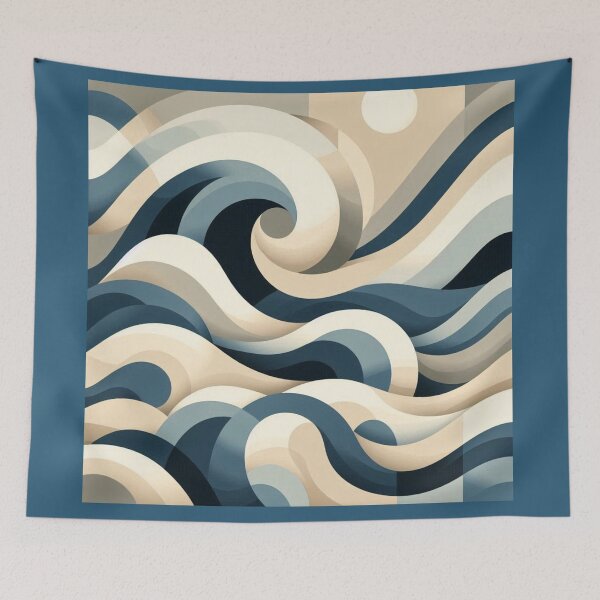 Item preview, Ocean Waves Neutral with Blue designed and sold by SeaStarAlex.