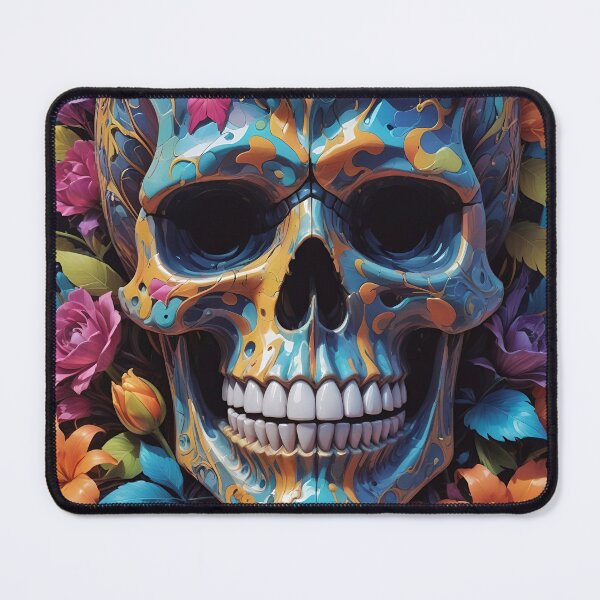 Item preview, Blue Skull With Colorful Flowers designed and sold by TheArtOfPat.