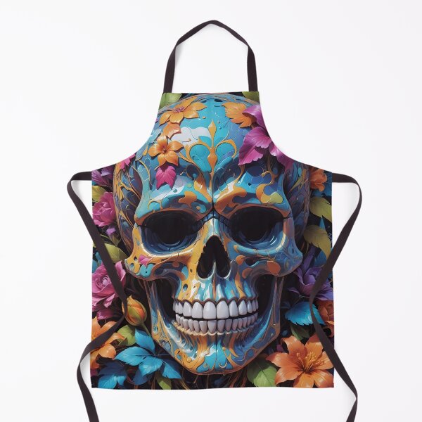 Item preview, Blue Skull With Colorful Flowers designed and sold by TheArtOfPat.