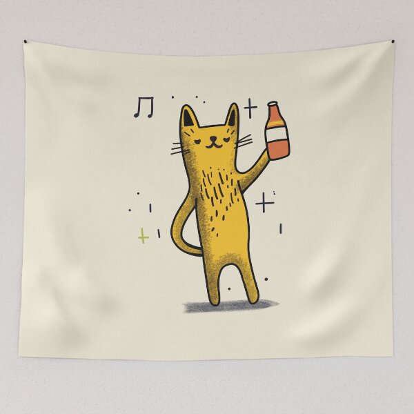 Item preview, The drinking and dancing Cat designed and sold by pmdcreations.