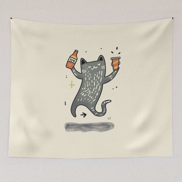 Item preview, The drinking and dancing Cat designed and sold by pmdcreations.
