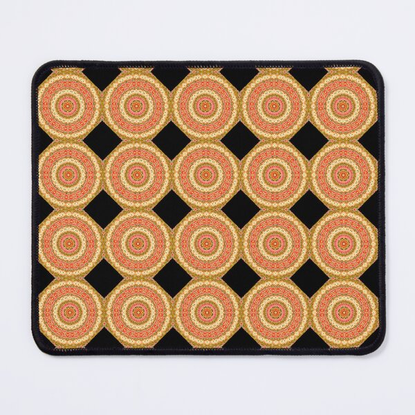 Item preview, Groovy Orange Mandala Print Black Background Retro 60s 70s designed and sold by kattakitty.