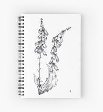 Foxglove Flower Ink Drawing Spiral Notebook