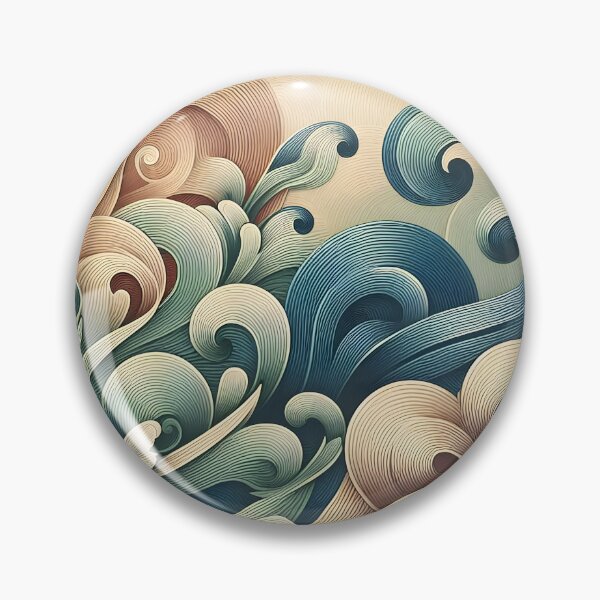 Item preview, Minimalist floral wave patterns with retro fractal textures designed and sold by BlackCatspet1.
