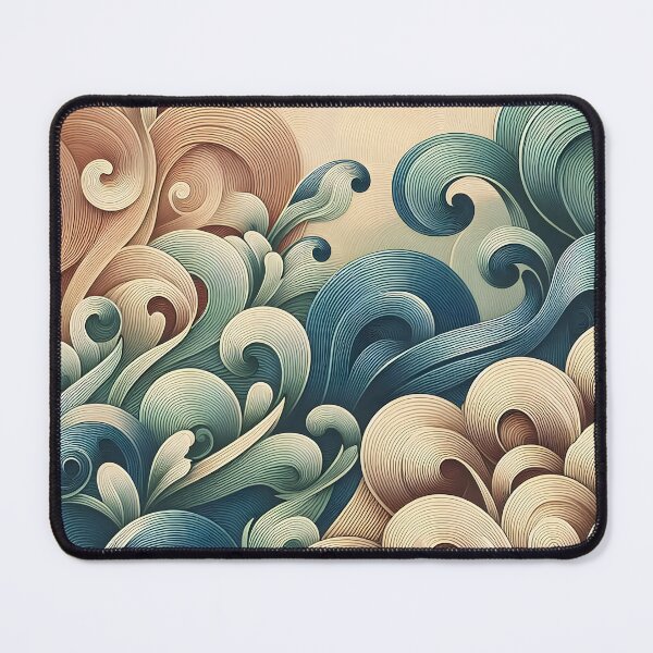 Item preview, Minimalist floral wave patterns with retro fractal textures designed and sold by BlackCatspet1.