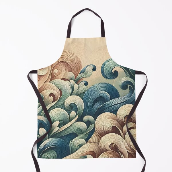Item preview, Minimalist floral wave patterns with retro fractal textures designed and sold by BlackCatspet1.