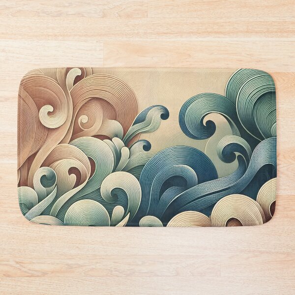 Item preview, Minimalist floral wave patterns with retro fractal textures designed and sold by BlackCatspet1.