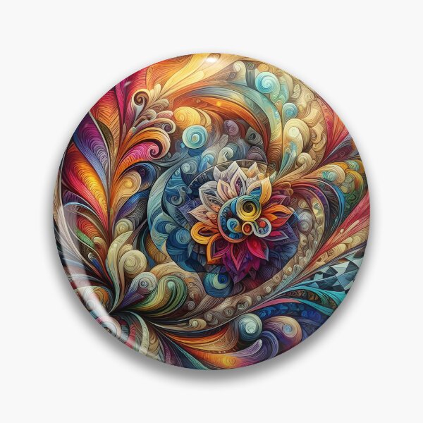 Item preview, Psychedelic watercolor swirl with geometric shapes and floral textures designed and sold by BlackCatspet1.