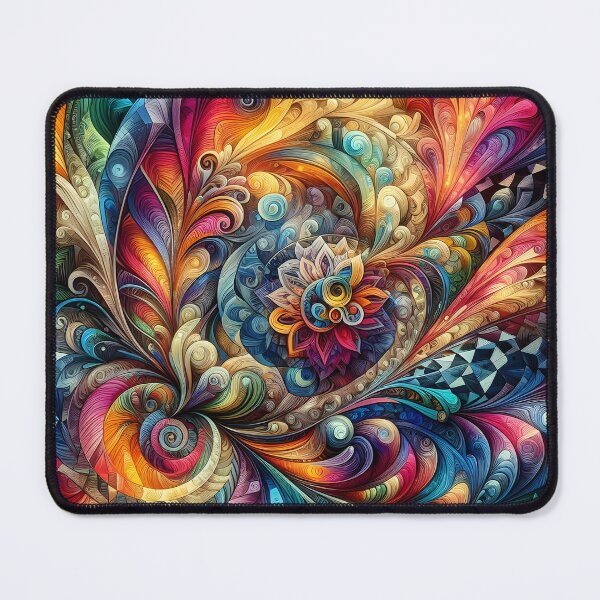 Item preview, Psychedelic watercolor swirl with geometric shapes and floral textures designed and sold by BlackCatspet1.