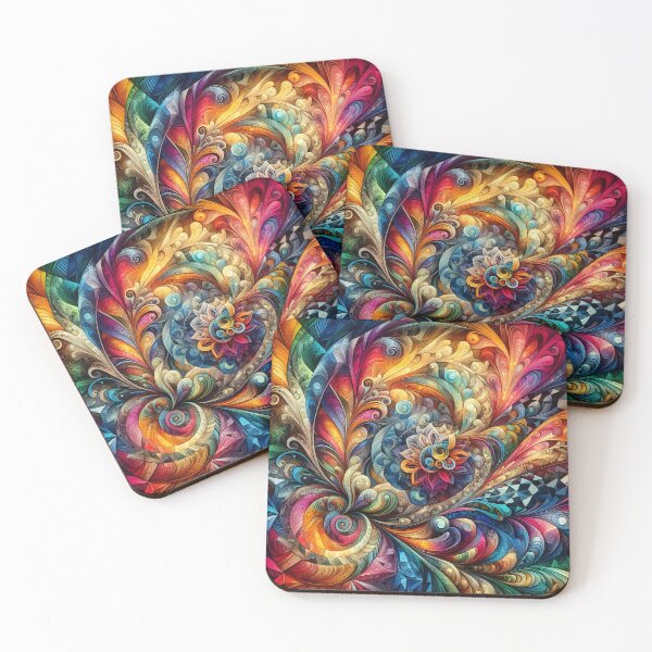 Item preview, Psychedelic watercolor swirl with geometric shapes and floral textures designed and sold by BlackCatspet1.