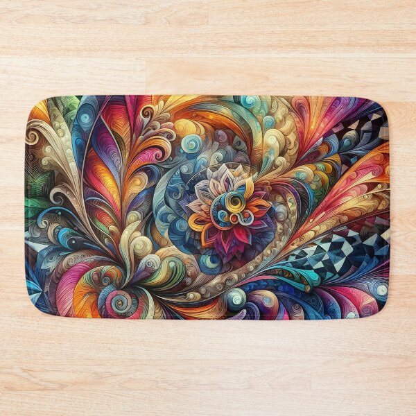 Item preview, Psychedelic watercolor swirl with geometric shapes and floral textures designed and sold by BlackCatspet1.