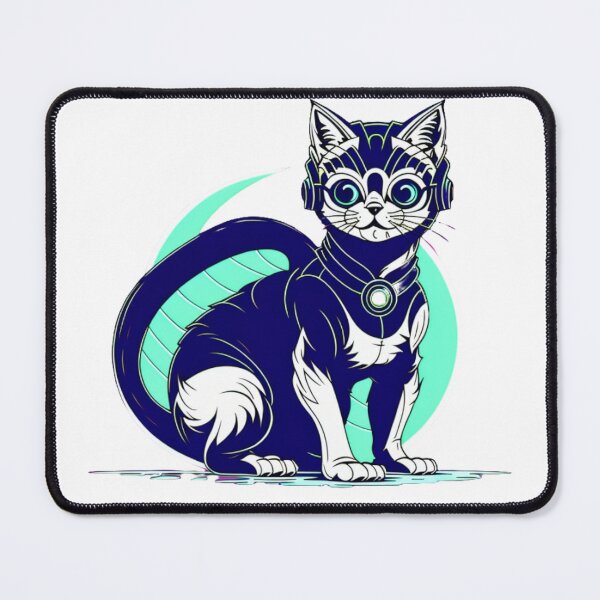 Artikelvorschau, blau-weiß gestreifte Katze entworfen und verkauft von Algaefield.