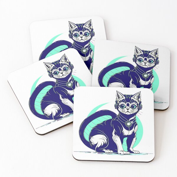 Item preview, blue and white striped cat designed and sold by Algaefield.