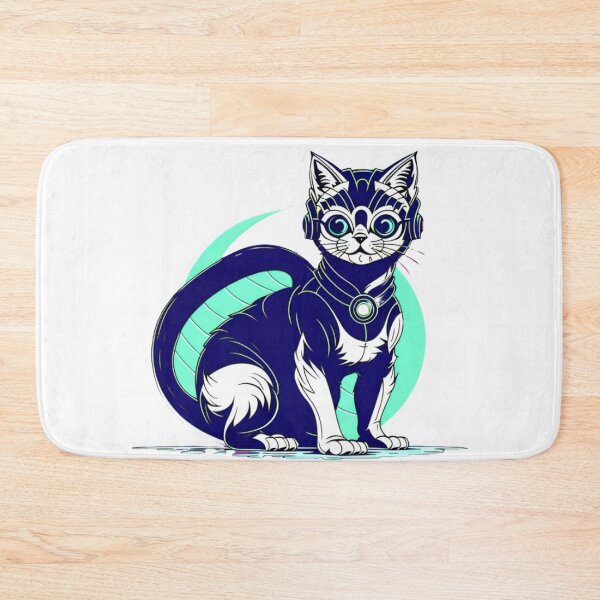 Item preview, blue and white striped cat designed and sold by Algaefield.