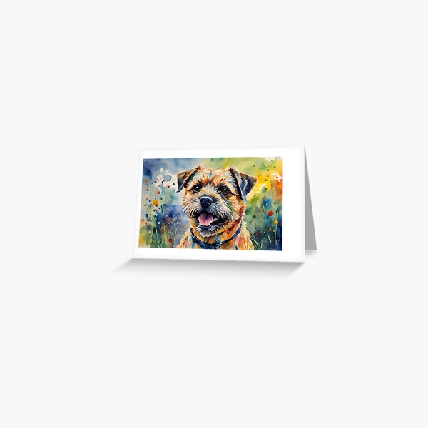 Border Terrier - Watercolour-style Dog Art Greeting Card