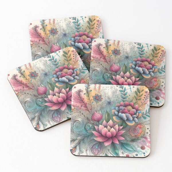 Item preview, Indie botanical doodles with minimalist watercolor splashes designed and sold by BlackCatspet1.