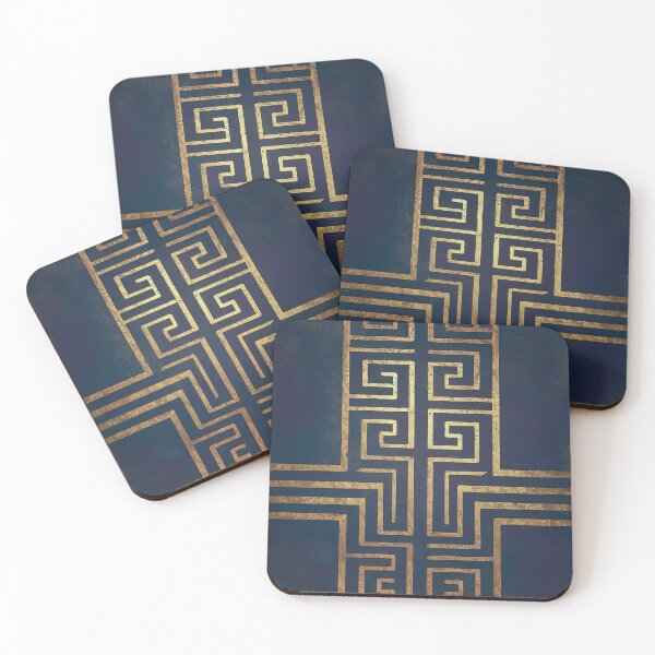 Item preview, Beautiful Navy Blue & Gold Ancient Greek Key Pattern designed and sold by Tamas Das.