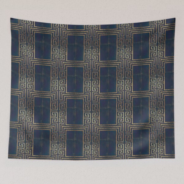 Item preview, Beautiful Navy Blue & Gold Ancient Greek Key Pattern designed and sold by Tamas Das.