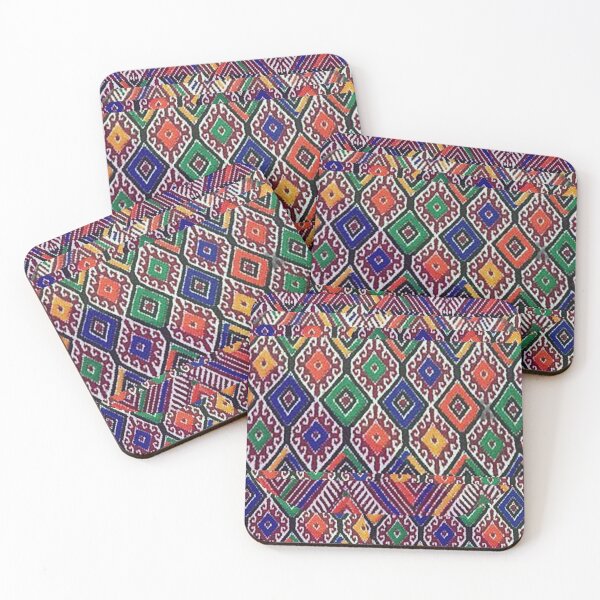 Item preview, Rainbow textile collage Mayan Aztec Mexican Trippy deadhead designed and sold by AuroraXGreen.